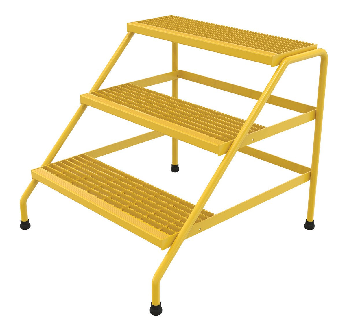 Vestil SSA-3W-Y Alum Step Stand, 3 Step, Wide, Welded, 3 Steps, 30 Overall Height, Aluminum, Yellow