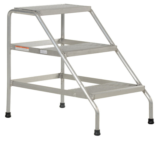 Vestil SSA-3 Step Stand, 3 Steps, 30 Overall Height, Aluminum, Silver