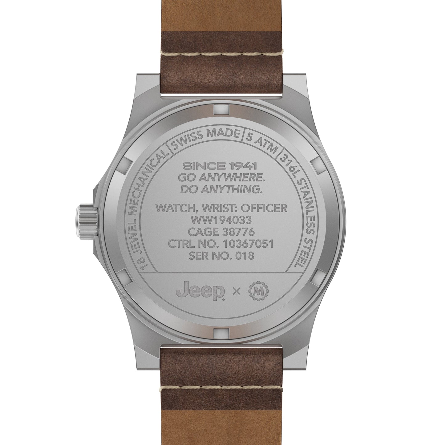 Marathon WW194033SS-4001 41Mm Jeep® Willys Vintage Officer'S Mechanical Colour: Ss/Heritage 3Pc Crazy Horse Leather