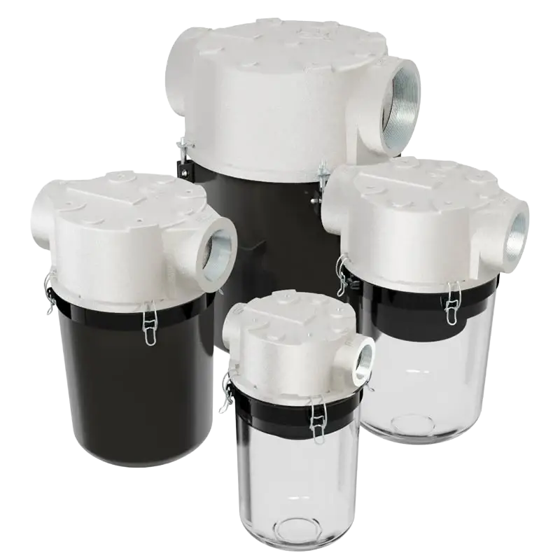 Solberg ST-SML445-400C SpinMeister® Extreme Duty Vacuum Filter – 4" FNPT, 15 Micron Precleaner, See-Through Bowl