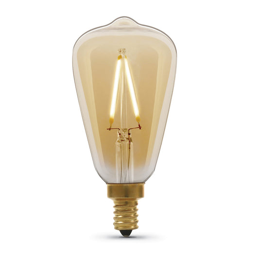 Feit Electric ST15C/VG/LED 3.5W (25W Replacement) ST15C E12 Dimmable Straight Filament Amber Glass Vintage Edison LED Light Bulb, Soft White