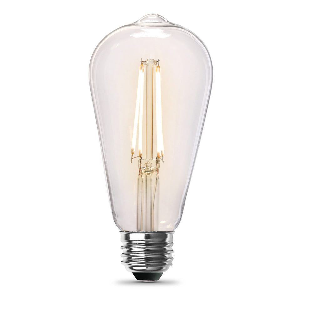 Feit Electric ST1960/CL/927CA/2 8.8W (60W Replacement) ST19 E26 Dimmable Straight Filament Clear Glass Vintage Edison LED Light Bulb, Soft White (2-Pack)