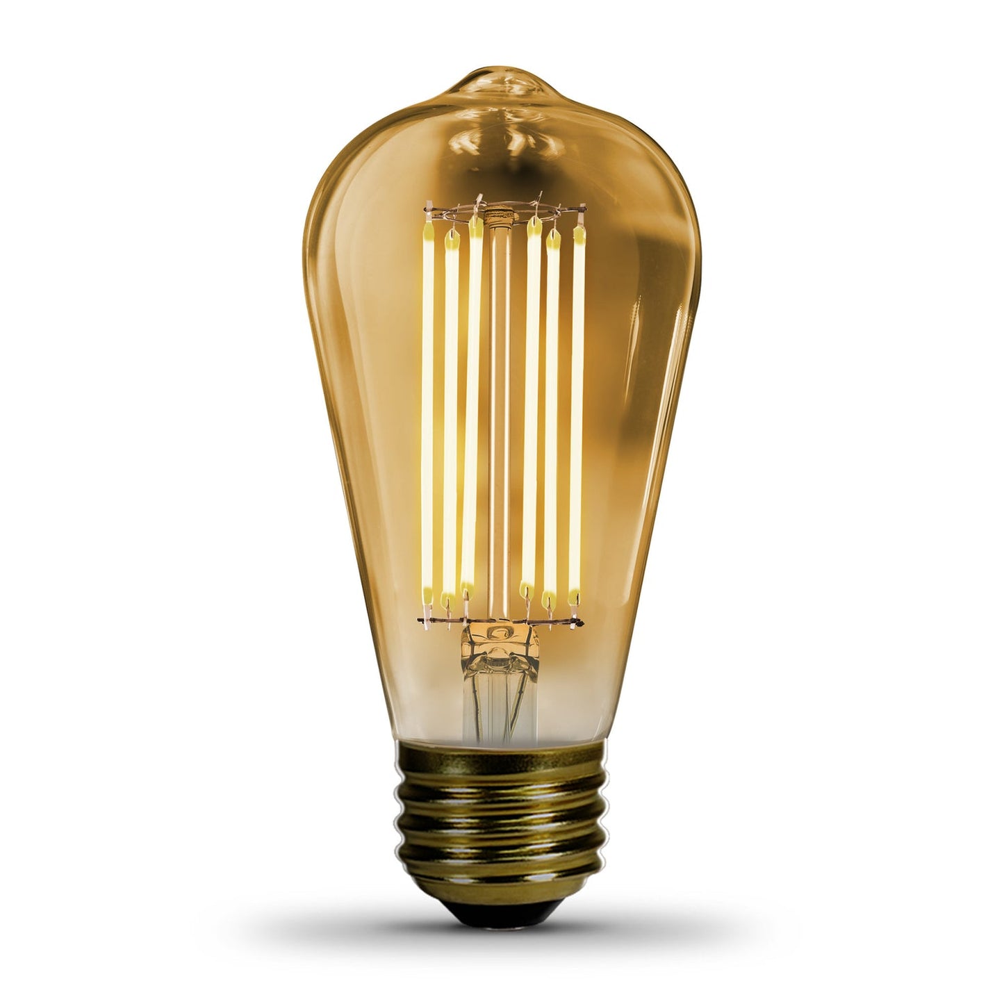 Feit Electric ST1960/VG/LED/HDRP 9W (60W Replacement) ST19 E26 Dimmable Straight Filament Amber Glass Vintage Edison LED Light Bulb, Warm Light