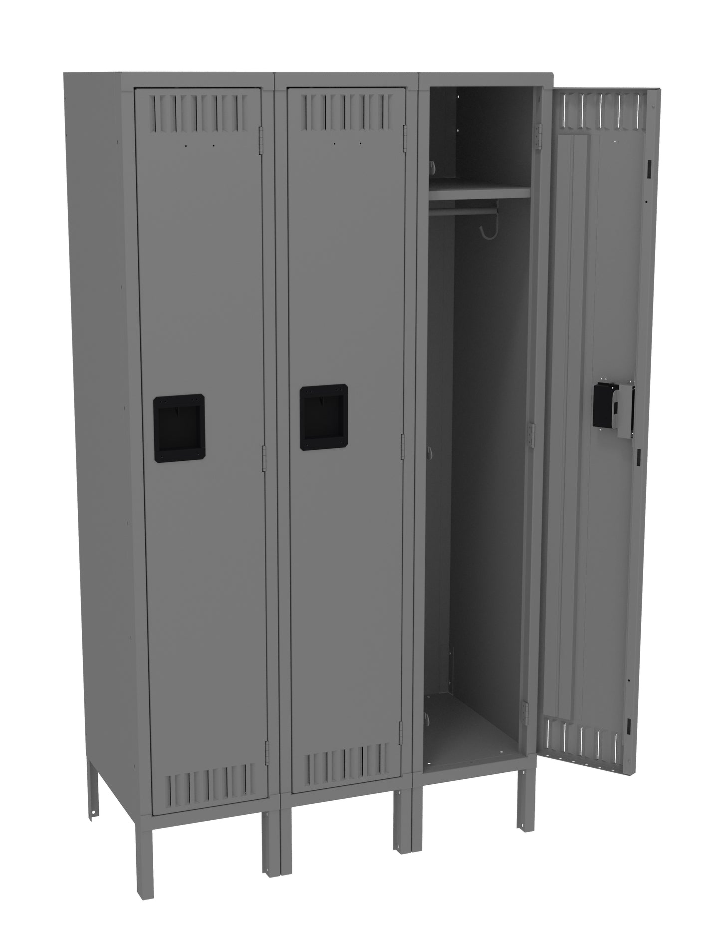 Tennsco STK-121860-3 Single Tier Locker - Three Wide With Legs (Unassembled)