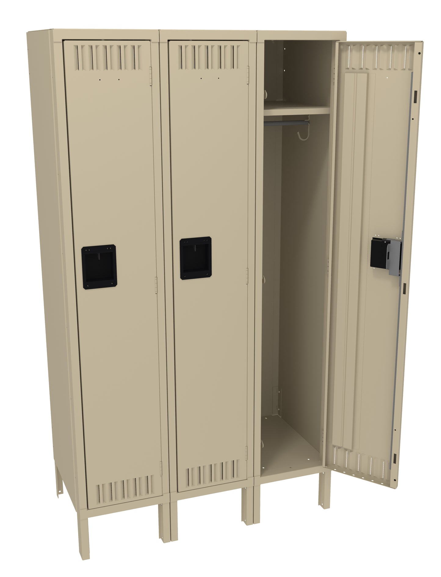Tennsco STS-151560-3 Single Tier Locker - Three Wide With Legs (Assembled)