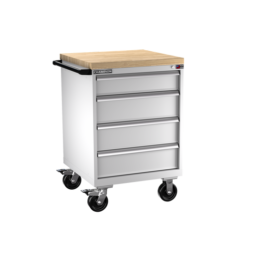 Champion Tool Storage SW1500-0401ILC-MB8-BBT-LG 4-Drawer Standard Depth Mobile Modular Cabinet SW0401ILC | 28-1/4"W x 43-1/4"H x 28-1/2"D, Light Gray