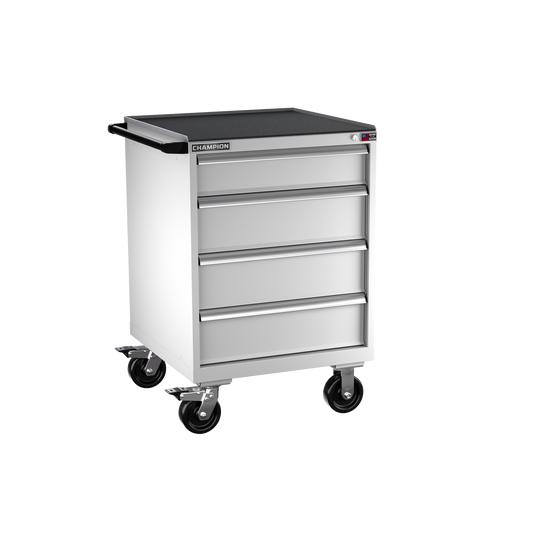 Champion Tool Storage SW1500-0401ILC-MB8-RT-LG 4-Drawer Standard Depth Mobile Modular Cabinet SW0401ILC | 28-1/4"W x 42-1/4"H x 28-1/2"D, Light Gray