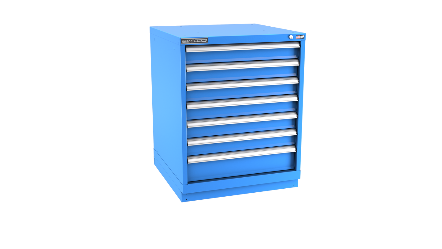 Champion Tool Storage SW1500-0701-ILC-FTB-BB 7-Drawer Standard Depth Modular Cabinet SW0701 | 28-1/4"W x 35-7/8"H x 28-1/2"D, Bright Blue