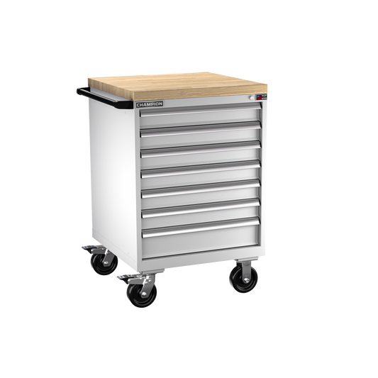 Champion Tool Storage SW1500-0701IL-MB8-BBT-LG 7-Drawer Standard Depth Mobile Modular Cabinet SW0701IL | 28-1/4"W x 43-1/4"H x 28-1/2"D, Light Gray