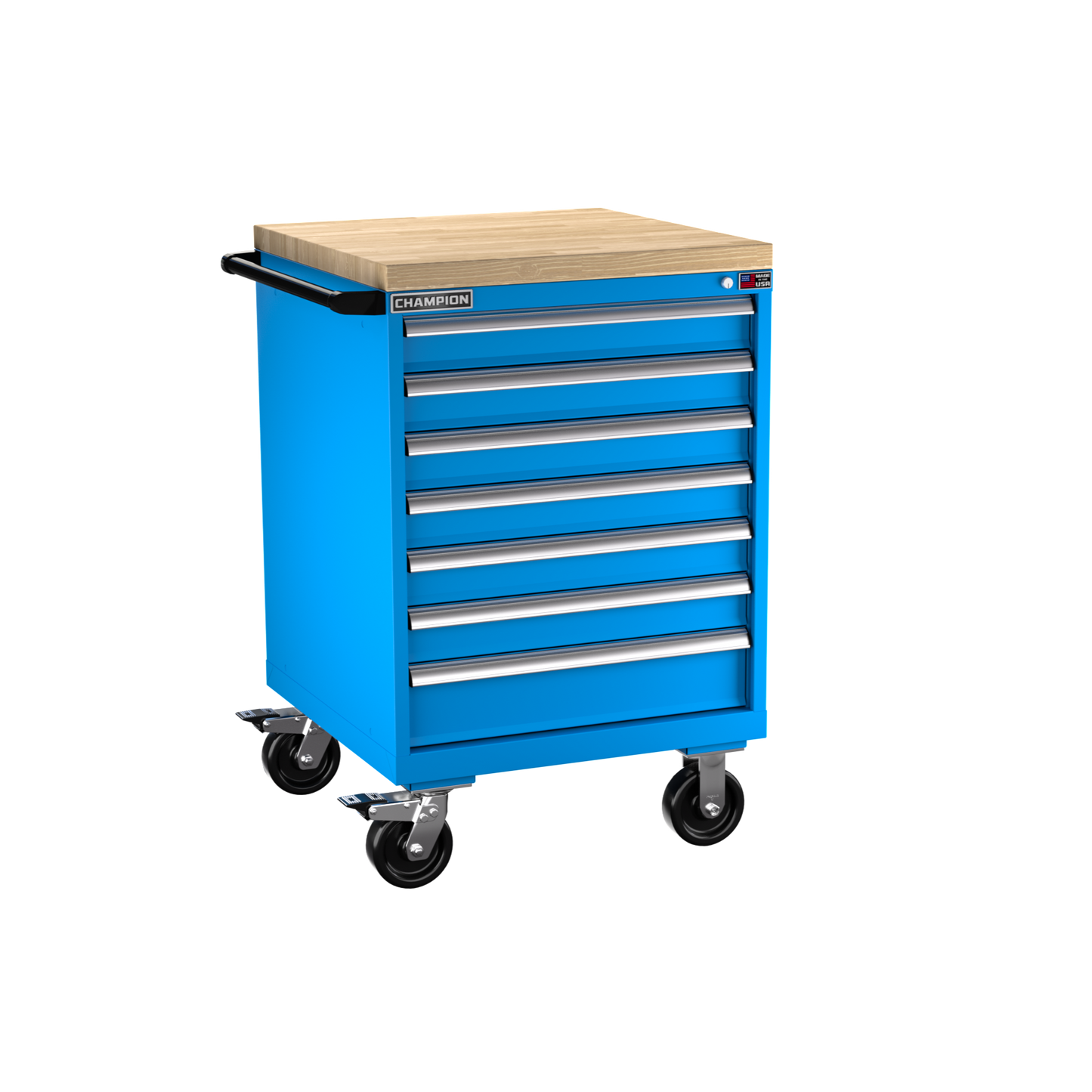 Champion Tool Storage SW1500-0701ILC-MB8-BBT-BB 7-Drawer Standard Depth Mobile Modular Cabinet SW0701ILC | 28-1/4"W x 43-1/4"H x 28-1/2"D, Bright Blue