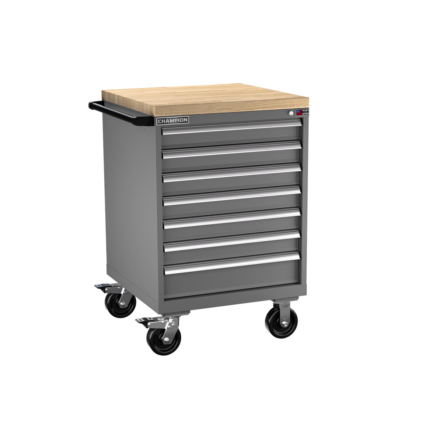 Champion Tool Storage SW1500-0701ILC-MB8-BBT-DG 7-Drawer Standard Depth Mobile Modular Cabinet SW0701ILC | 28-1/4"W x 43-1/4"H x 28-1/2"D, Dark Gray