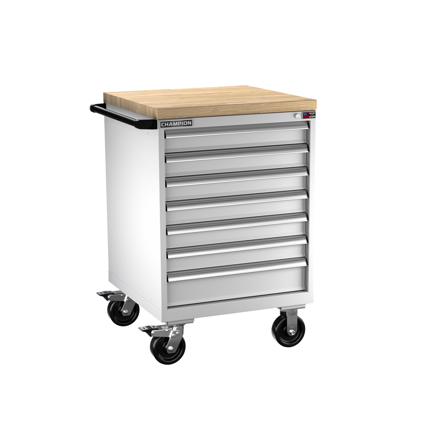 Champion Tool Storage SW1500-0702ILC-MB8-BBT-LG 7-Drawer Standard Depth Mobile Modular Cabinet SW0702ILC | 28-1/4"W x 43-1/4"H x 28-1/2"D, Light Gray