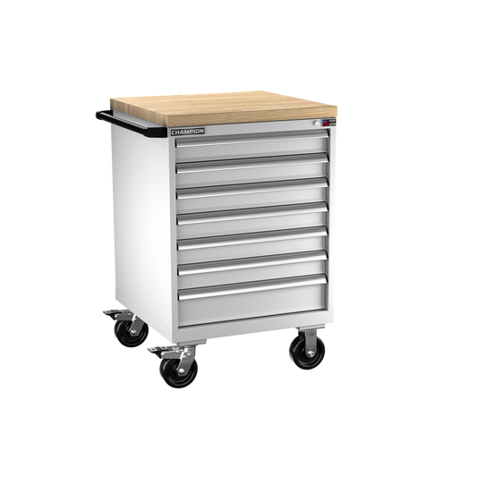 Champion Tool Storage SW1500-0702ILC-MB8-BBT-LG 7-Drawer Standard Depth Mobile Modular Cabinet SW0702ILC | 28-1/4"W x 43-1/4"H x 28-1/2"D, Light Gray
