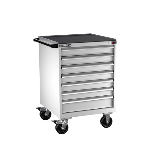 Champion Tool Storage SW1500-0702ILC-MB8-RT-LG 7-Drawer Standard Depth Mobile Modular Cabinet SW0702ILC | 28-1/4"W x 42-1/4"H x 28-1/2"D, Light Gray