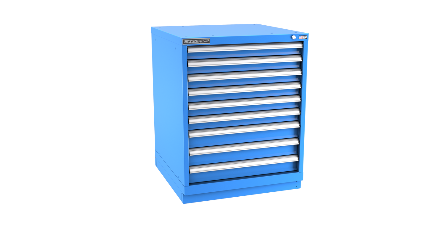 Champion Tool Storage SW1500-0901-ILC-FTB-BB 9-Drawer Standard Depth Modular Cabinet SW0901 | 28-1/4"W x 35-7/8"H x 28-1/2"D, Bright Blue
