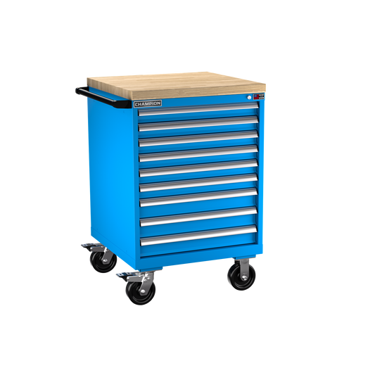 Champion Tool Storage SW1500-0901IL-MB8-BBT-BB 9-Drawer Standard Depth Mobile Modular Cabinet SW0901IL | 28-1/4"W x 43-1/4"H x 28-1/2"D, Bright Blue