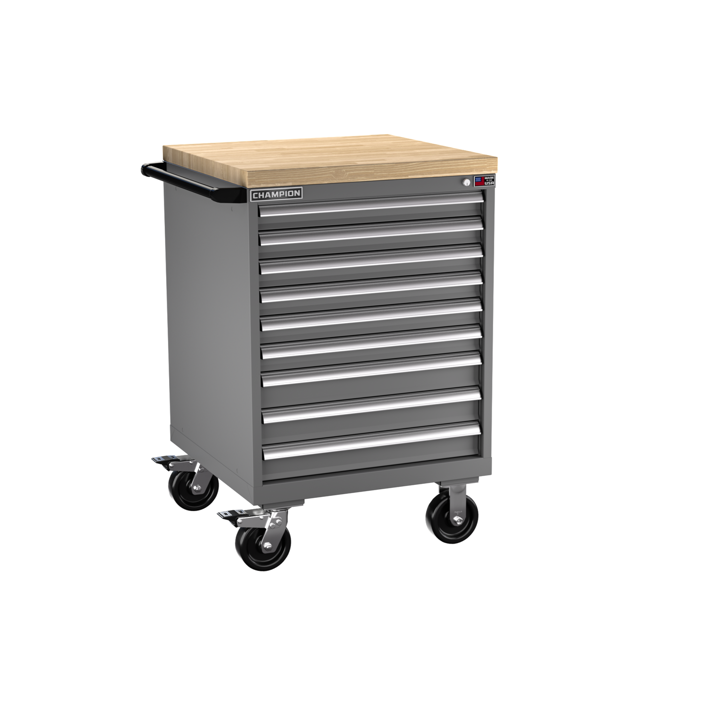 Champion Tool Storage SW1500-0901IL-MB8-BBT-DG 9-Drawer Standard Depth Mobile Modular Cabinet SW0901IL | 28-1/4"W x 43-1/4"H x 28-1/2"D, Dark Gray