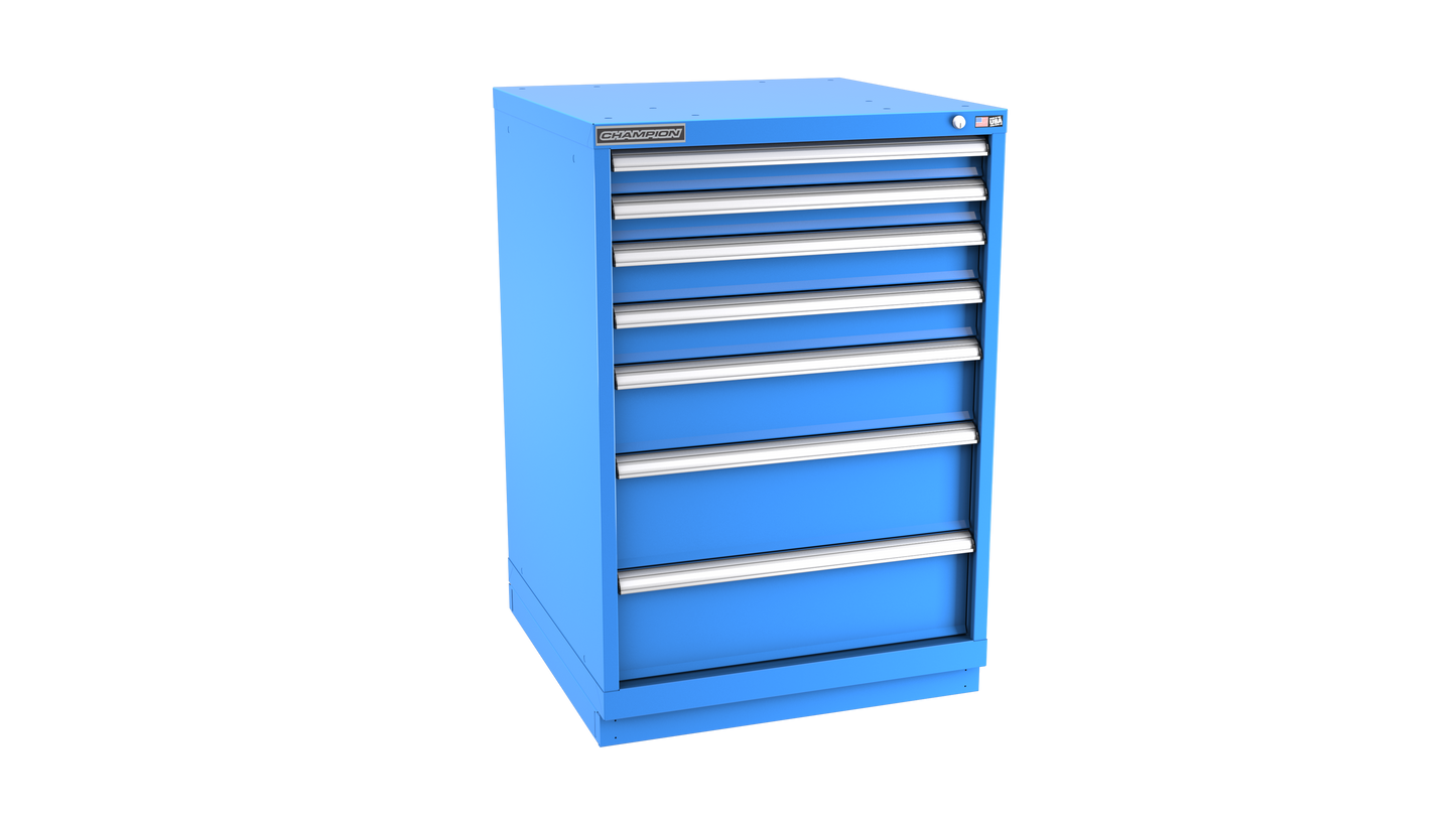 Champion Tool Storage SW1800-0701-ILC-FTB-BB 7-Drawer Standard Depth Modular Cabinet SW0701 | 28-1/4"W x 41-3/4"H x 28-1/2"D, Bright Blue