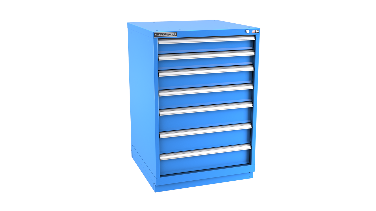 Champion Tool Storage SW1800-0702-ILC-FTB-BB 7-Drawer Standard Depth Modular Cabinet SW0702 | 28-1/4"W x 41-3/4"H x 28-1/2"D, Bright Blue