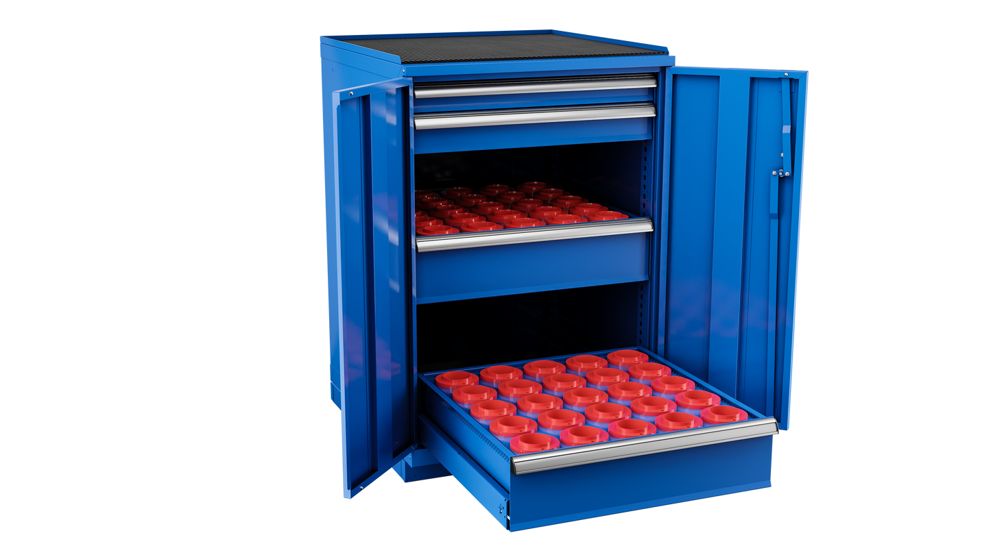 Champion Tool Storage SW180050-FTB-BB 2-Door Standard Depth CNC Cabinet SW180050 | 28-1/4"W x 41-3/4"H x 28-1/2"D, Bright Blue