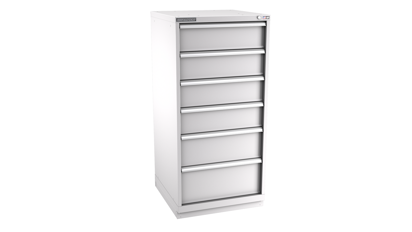 Champion Tool Storage SW2700-0601-ILC-FTB-LG 6-Drawer Standard Depth Modular Cabinet SW0601 | 28-1/4"W x 59-1/2"H x 28-1/2"D, Light Gray