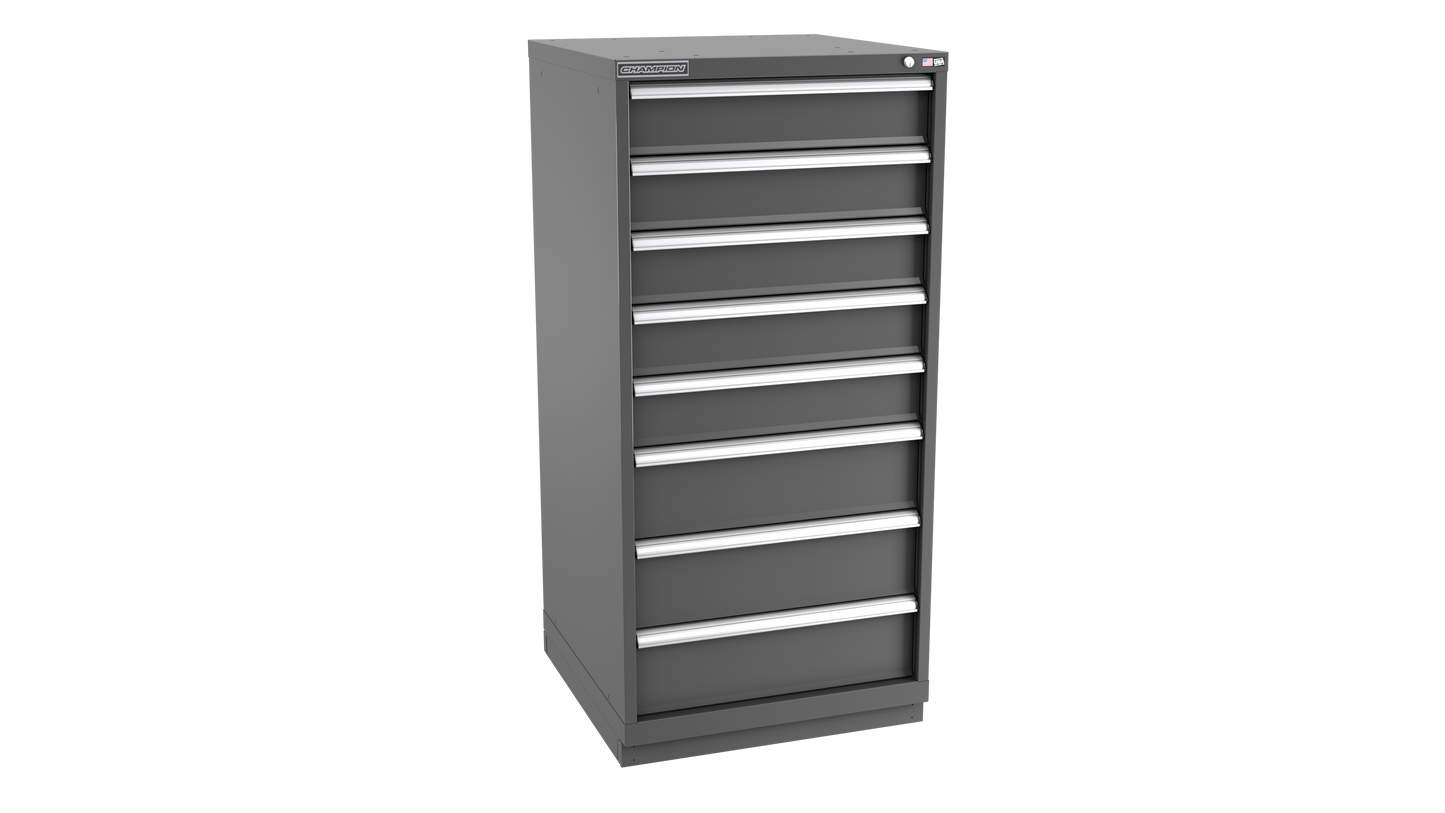 Champion Tool Storage SW2700-0802-ILC-FTB-DG 8-Drawer Standard Depth Modular Cabinet SW0802 | 28-1/4"W x 59-1/2"H x 28-1/2"D, Dark Gray