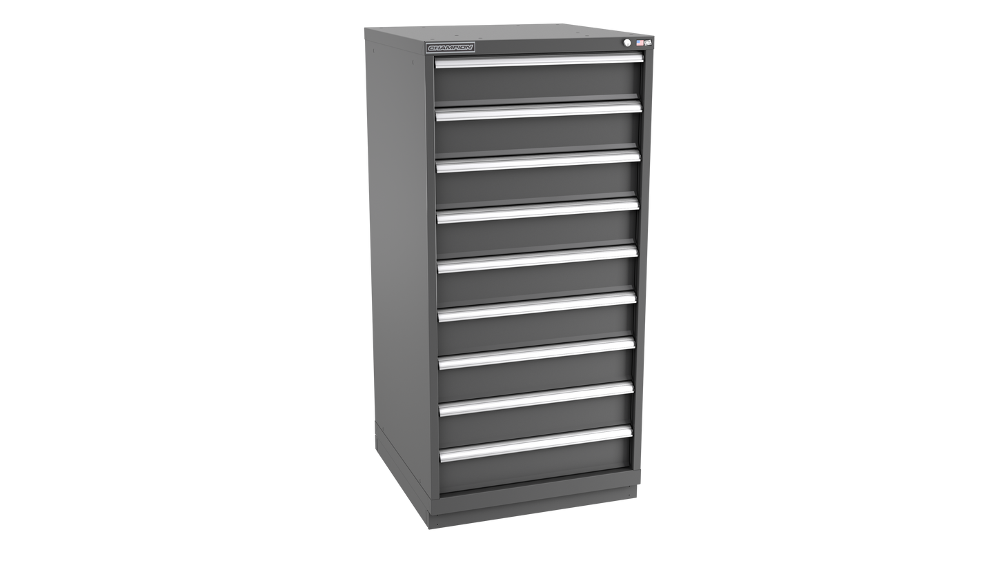 Champion Tool Storage SW2700-0901-ILC-FTB-DG 9-Drawer Standard Depth Modular Cabinet SW0901 | 28-1/4"W x 59-1/2"H x 28-1/2"D, Dark Gray