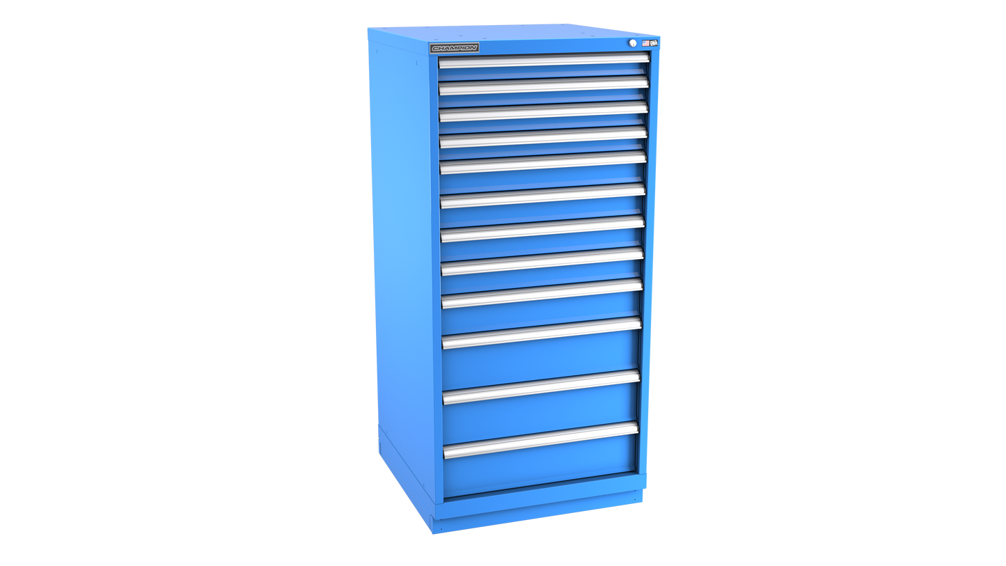 Champion Tool Storage SW2700-1201-ILC-FTB-BB 12-Drawer Standard Depth Modular Cabinet SW1201 | 28-1/4"W x 59-1/2"H x 28-1/2"D, Bright Blue