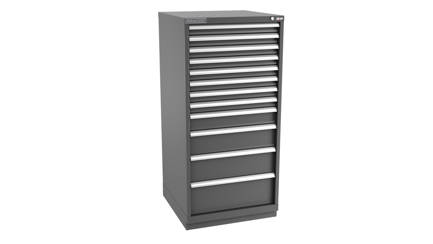 Champion Tool Storage SW2700-1202-ILC-FTB-DG 12-Drawer Standard Depth Modular Cabinet SW1202 | 28-1/4"W x 59-1/2"H x 28-1/2"D, Dark Gray