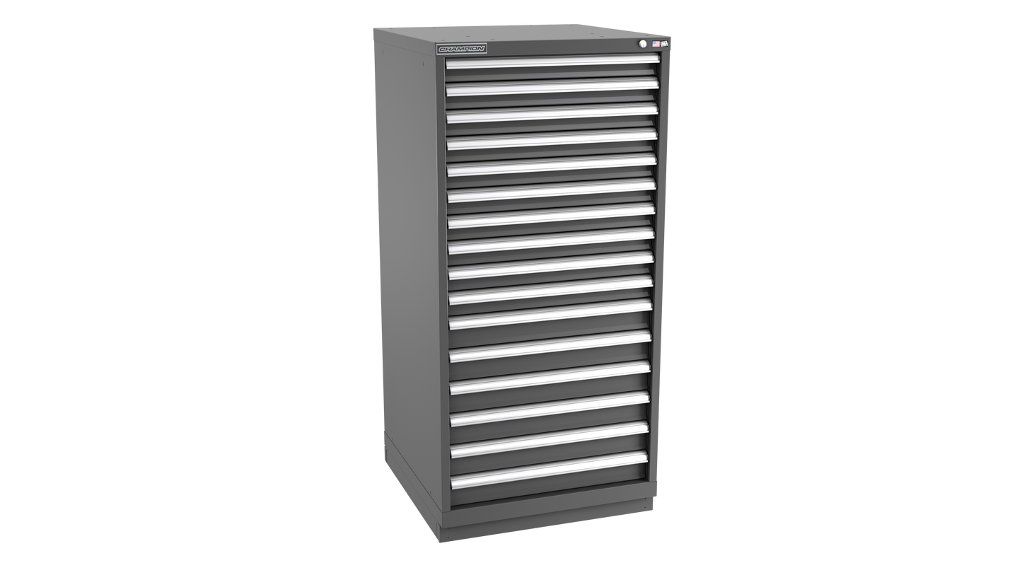 Champion Tool Storage SW2700-1601-ILC-FTB-DG 16-Drawer Standard Depth Modular Cabinet SW1601 | 28-1/4"W x 59-1/2"H x 28-1/2"D, Dark Gray