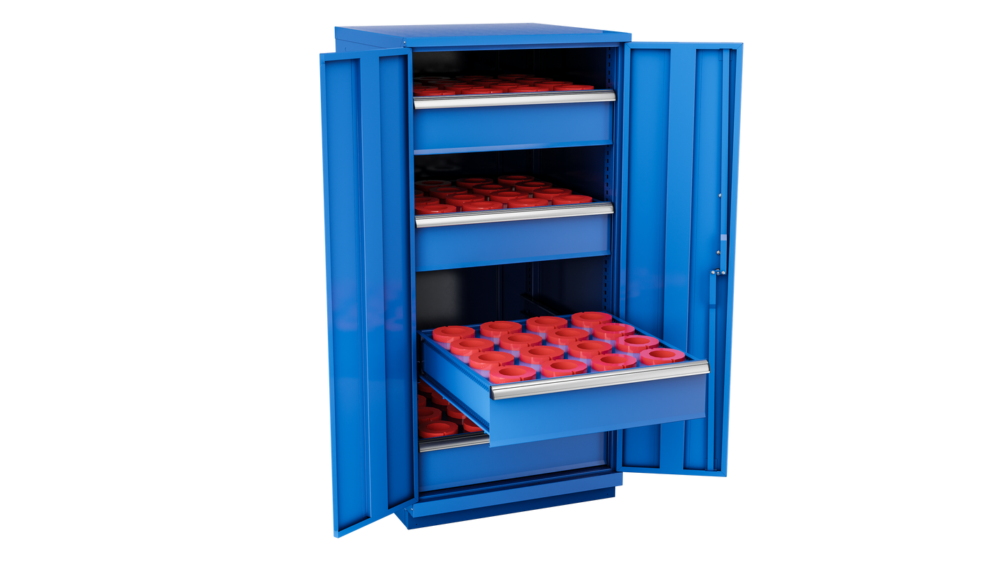 Champion Tool Storage SW2700H100-FTB-BB 2-Door Standard Depth CNC Cabinet SW2700H100 | 28-1/4"W x 59-1/2"H x 28-1/2"D, Bright Blue