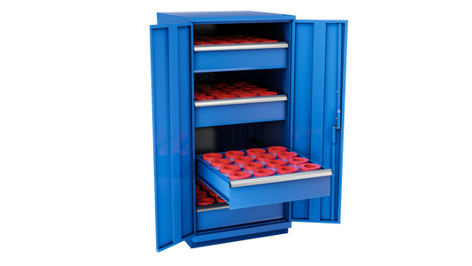 Champion Tool Storage SW2700H100-FTB-BB 2-Door Standard Depth CNC Cabinet SW2700H100 | 28-1/4"W x 59-1/2"H x 28-1/2"D, Bright Blue