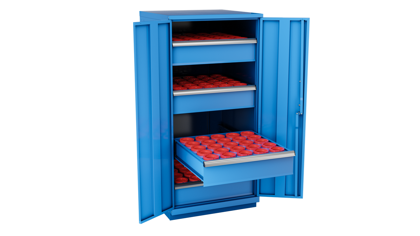 Champion Tool Storage SW2700H80-FTB-BB 2-Door Standard Depth CNC Cabinet SW2700H80 | 28-1/4"W x 59-1/2"H x 28-1/2"D, Bright Blue