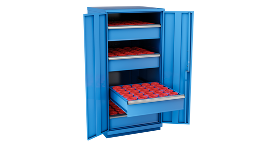 Champion Tool Storage SW2700H80-FTB-BB 2-Door Standard Depth CNC Cabinet SW2700H80 | 28-1/4"W x 59-1/2"H x 28-1/2"D, Bright Blue
