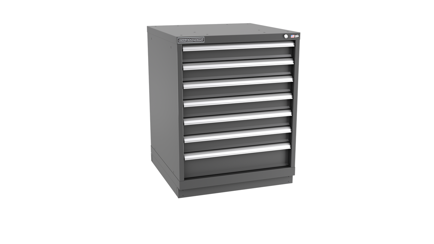 Champion Tool Storage SWS1500-0701-ILC-FTB-DG 7-Drawer Shallow Depth Modular Cabinet SWS0701 | 28-1/4"W x 35-7/8"H x 22-1/2"D, Dark Gray