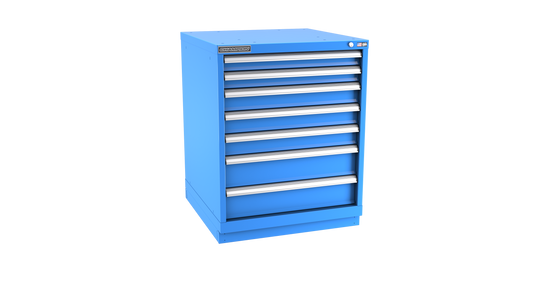 Champion Tool Storage SWS1500-0702-ILC-FTB-BB 7-Drawer Shallow Depth Modular Cabinet SWS0702 | 28-1/4"W x 35-7/8"H x 22-1/2"D, Bright Blue
