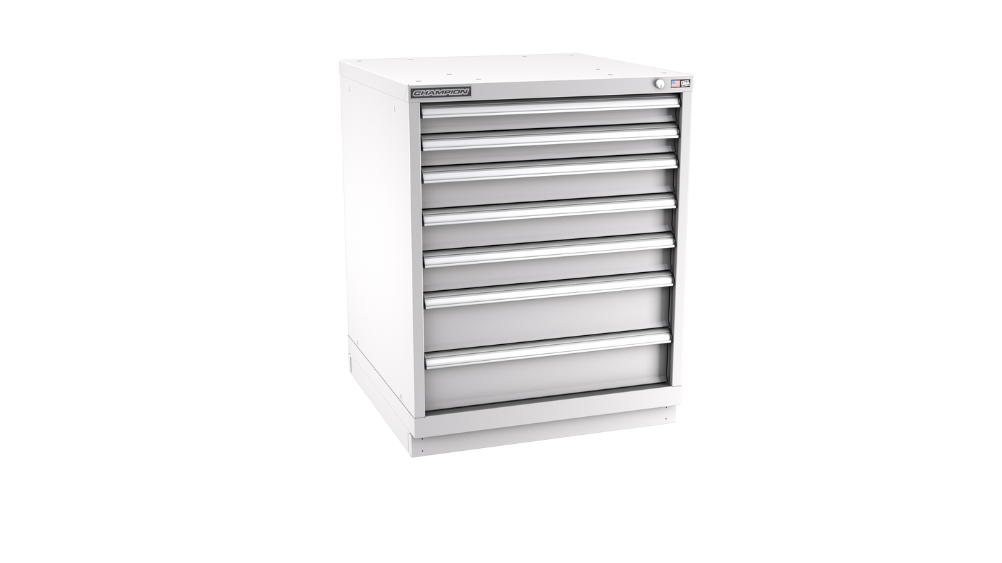 Champion Tool Storage SWS1500-0702-ILC-FTB-LG 7-Drawer Shallow Depth Modular Cabinet SWS0702 | 28-1/4"W x 35-7/8"H x 22-1/2"D, Light Gray