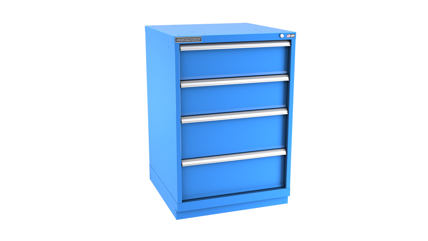 Champion Tool Storage SWS1800-0401-ILC-FTB-BB 4-Drawer Shallow Depth Modular Cabinet SWS0401 | 28-1/4"W x 41-3/4"H x 22-1/2"D, Bright Blue