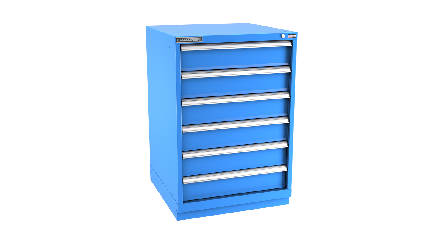 Champion Tool Storage SWS1800-0601-ILC-FTB-BB 6-Drawer Shallow Depth Modular Cabinet SWS0601 | 28-1/4"W x 41-3/4"H x 22-1/2"D, Bright Blue