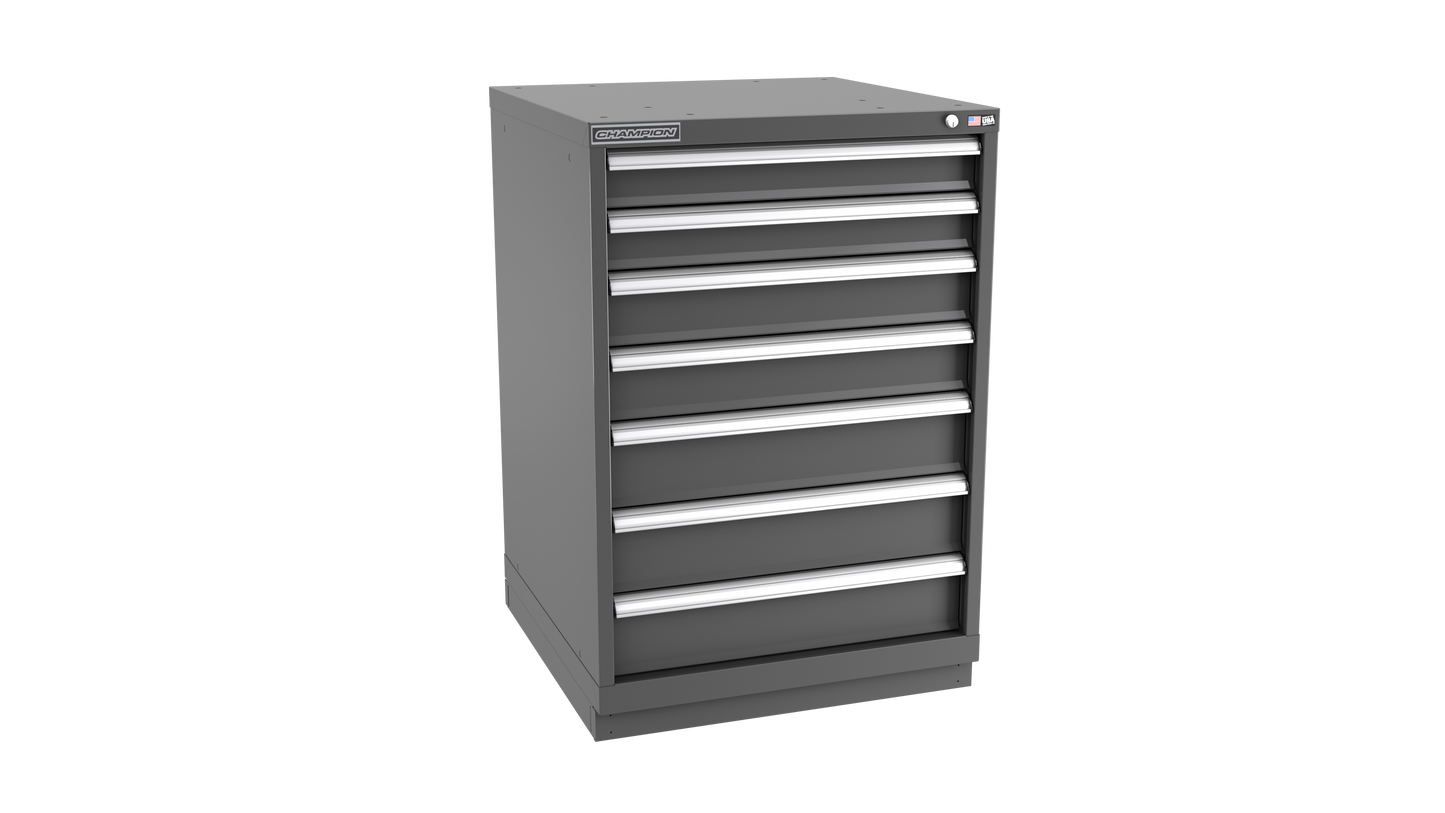 Champion Tool Storage SWS1800-0702-ILC-FTB-DG 7-Drawer Shallow Depth Modular Cabinet SWS0702 | 28-1/4"W x 41-3/4"H x 22-1/2"D, Dark Gray