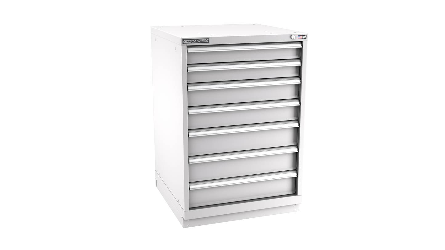 Champion Tool Storage SWS1800-0702-ILC-FTB-LG 7-Drawer Shallow Depth Modular Cabinet SWS0702 | 28-1/4"W x 41-3/4"H x 22-1/2"D, Light Gray