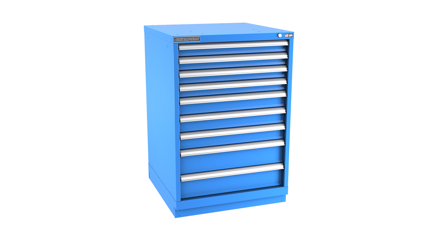 Champion Tool Storage SWS1800-0901-ILC-FTB-BB 9-Drawer Shallow Depth Modular Cabinet SWS0901 | 28-1/4"W x 41-3/4"H x 22-1/2"D, Bright Blue