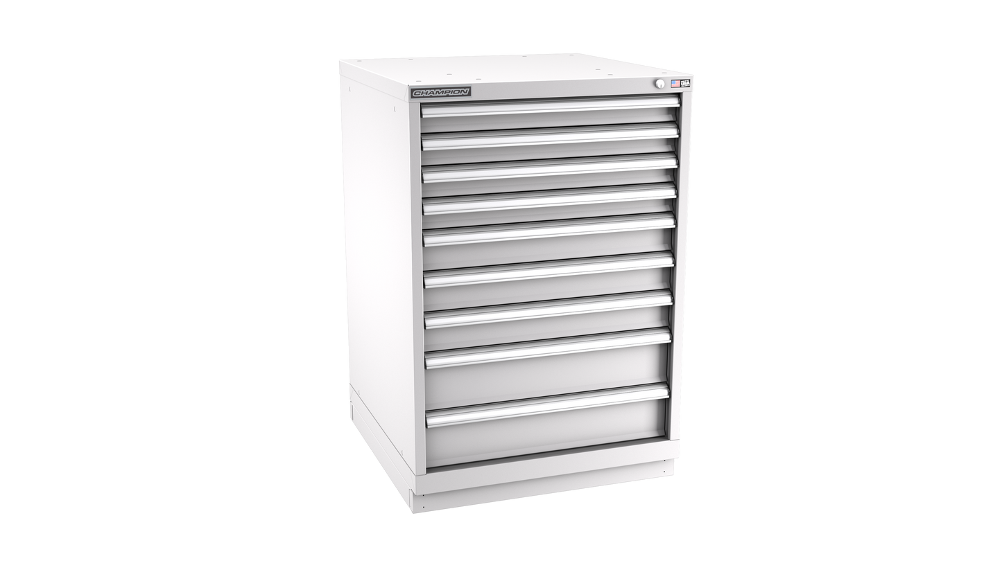 Champion Tool Storage SWS1800-0901-ILC-FTB-LG 9-Drawer Shallow Depth Modular Cabinet SWS0901 | 28-1/4"W x 41-3/4"H x 22-1/2"D, Light Gray