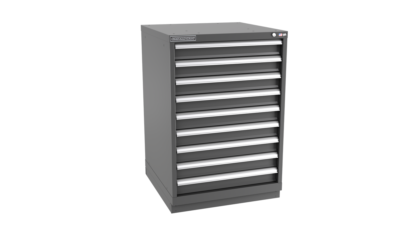 Champion Tool Storage SWS1800-0902-ILC-FTB-DG 9-Drawer Shallow Depth Modular Cabinet SWS0902 | 28-1/4"W x 41-3/4"H x 22-1/2"D, Dark Gray