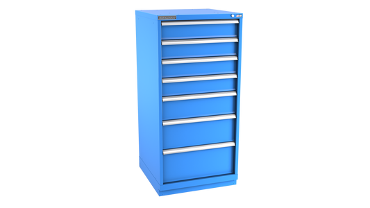 Champion Tool Storage SWS2700-0701-ILC-FTB-BB 7-Drawer Shallow Depth Modular Cabinet SWS0701 | 28-1/4"W x 59-1/2"H x 22-1/2"D, Bright Blue