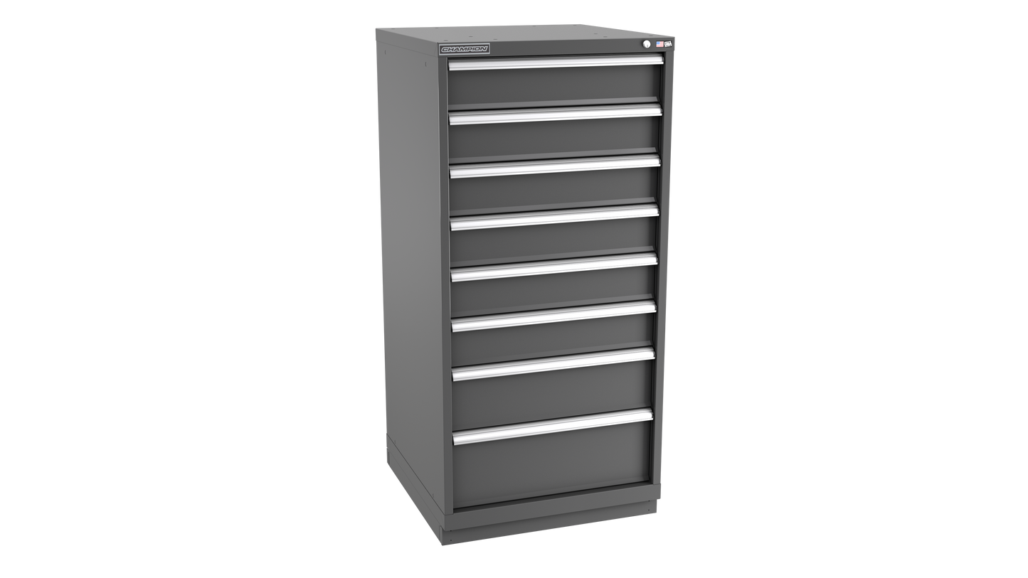 Champion Tool Storage SWS2700-0801-ILC-FTB-DG 8-Drawer Shallow Depth Modular Cabinet SWS0801 | 28-1/4"W x 59-1/2"H x 22-1/2"D, Dark Gray