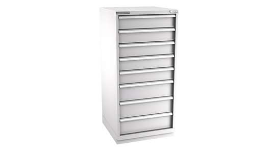 Champion Tool Storage SWS2700-0802-ILC-FTB-LG 8-Drawer Shallow Depth Modular Cabinet SWS0802 | 28-1/4"W x 59-1/2"H x 22-1/2"D, Light Gray