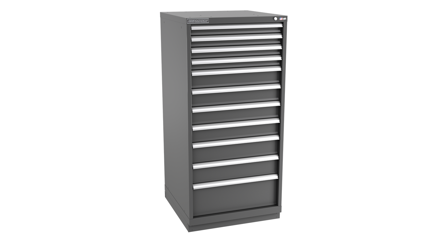 Champion Tool Storage SWS2700-1101-ILC-FTB-DG 11-Drawer Shallow Depth Modular Cabinet SWS1101 | 28-1/4"W x 59-1/2"H x 22-1/2"D, Dark Gray