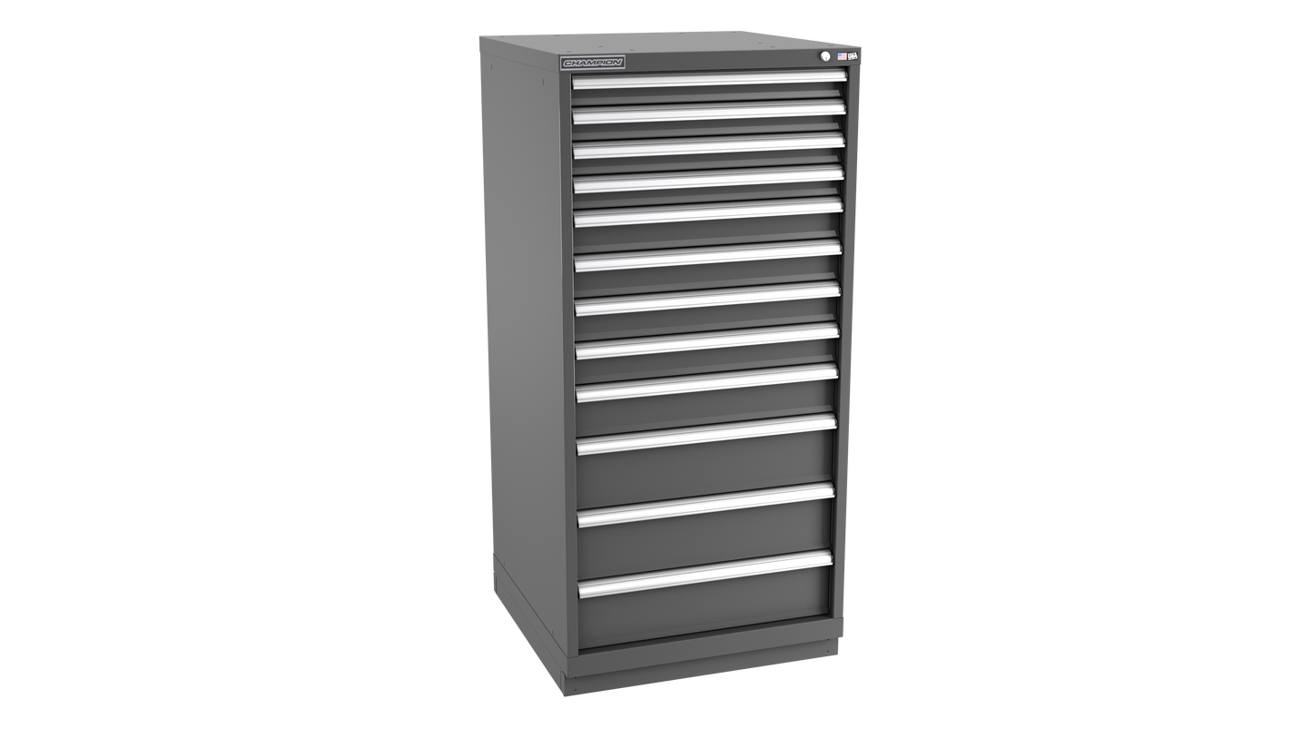 Champion Tool Storage SWS2700-1201-ILC-FTB-DG 12-Drawer Shallow Depth Modular Cabinet SWS1201 | 28-1/4"W x 59-1/2"H x 22-1/2"D, Dark Gray