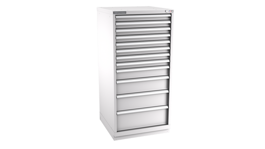 Champion Tool Storage SWS2700-1202-ILC-FTB-LG 12-Drawer Shallow Depth Modular Cabinet SWS1202 | 28-1/4"W x 59-1/2"H x 22-1/2"D, Light Gray